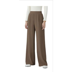 Halara Micro High Waisted Waffle Wide Leg Work Pants Brown XS Regular NWT